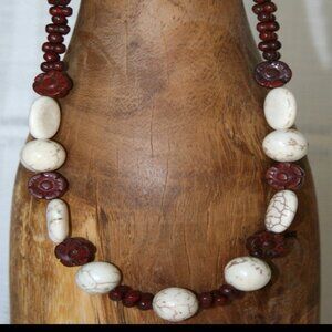 Hand made necklace Brecciated Jasper Magnesite semi precious stone beaded